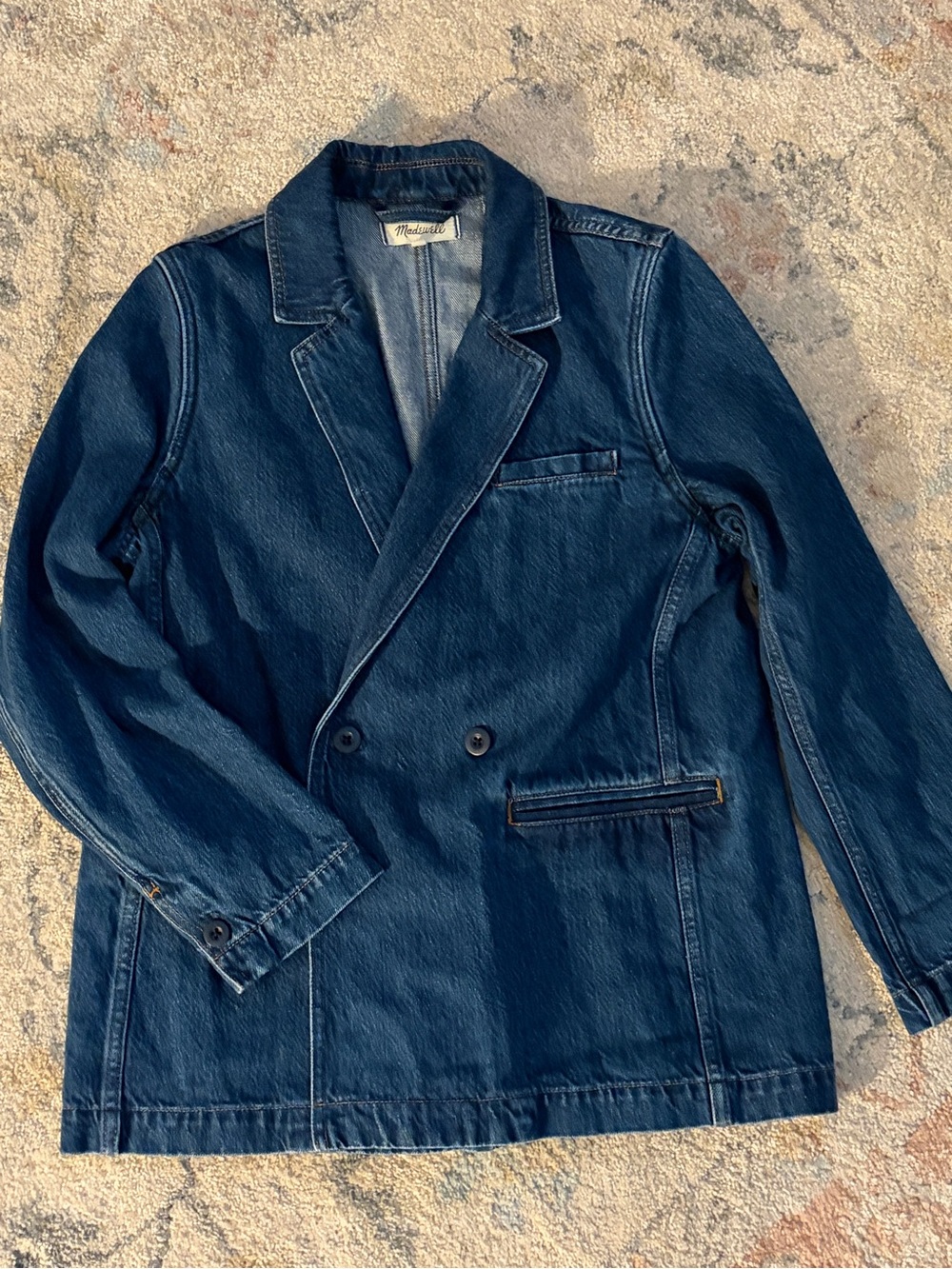 Madewell Double-Breasted Denim Jacket - Navy
